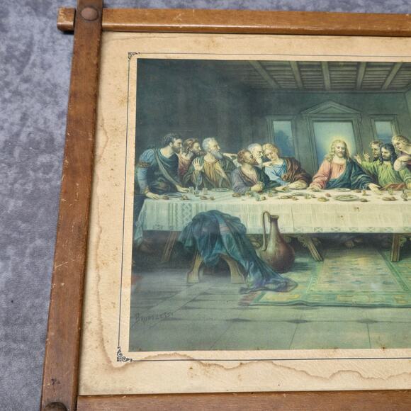 The Last Supper by Brunozetti Print Mounted in Handmade 13" x 11" Wooden Frame - Picture 3 of 13